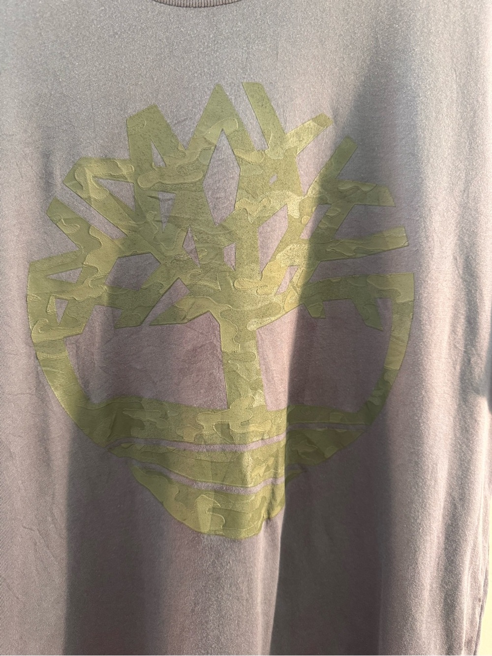 NWT Timberland Gray Camo Tree Logo Graphic T-Shirt Men’s Large 100% Cotton